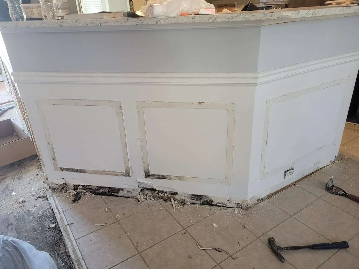 Water damage and mold on kitchen during Storm Damage Restoration in Brookfield